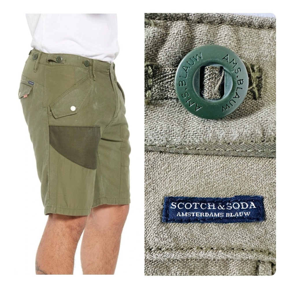 ★ Scotch & Soda Amsterdam Couture Cargo Shorts - Green ★ - Picture 15 of 17